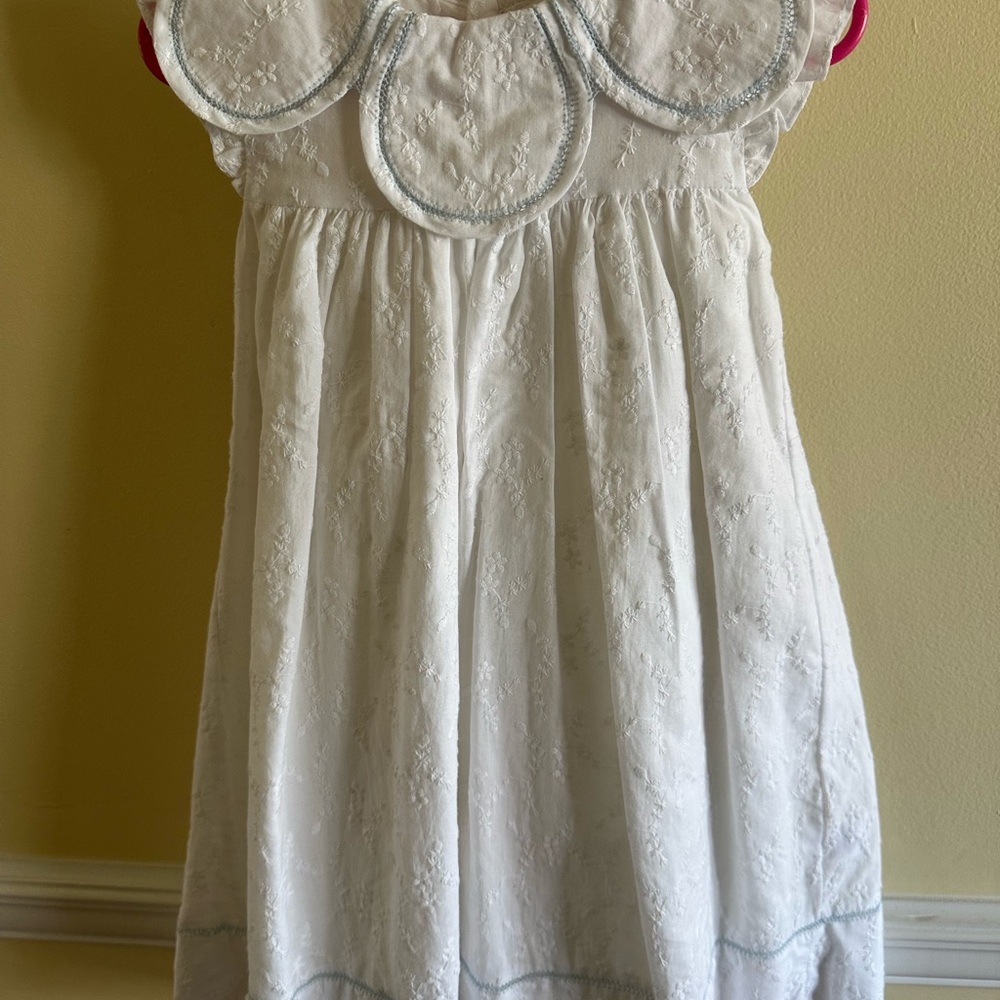 Posh Tots White Dress with Scalloped Collar